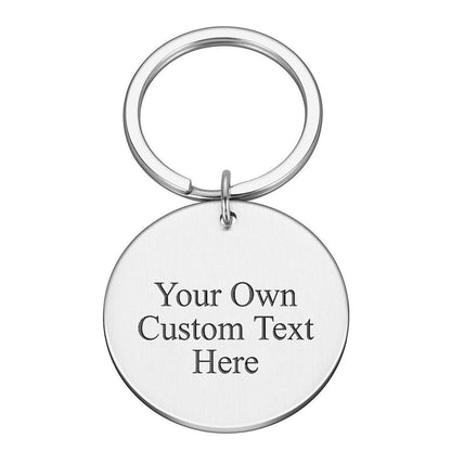 Personalised custom free text round metal keyring