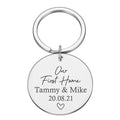 Personalised "Our First Home" round Metal Keyring – New Home or Wedding Gift
