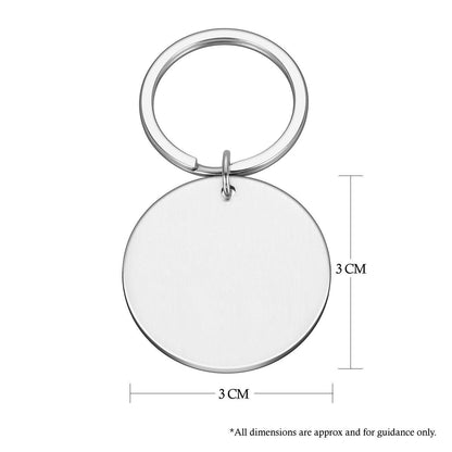 Personalised engraved round metal custom alphabet initial keyring