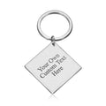 Personalised custom text square shape metal keyring