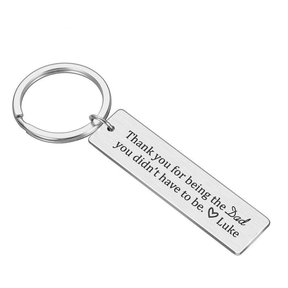 Personalised custom free text stainless steel rectangle keychain for dad