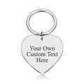 Personalised custom text heart shape metal keyring
