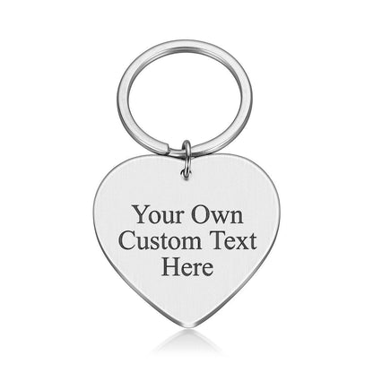 Personalised custom free text heart shape metal keyring