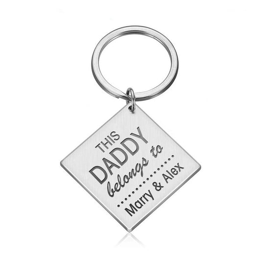 Personalised Engraved Square Stainless Steel Keyring | This Nana Belongs To