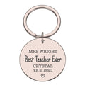 Personalised engraved best teacher ever round keyring
