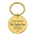 Personalised engraved best teacher ever round keyring