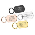 Personalised Custom Text Metal Tag Keyring Gift