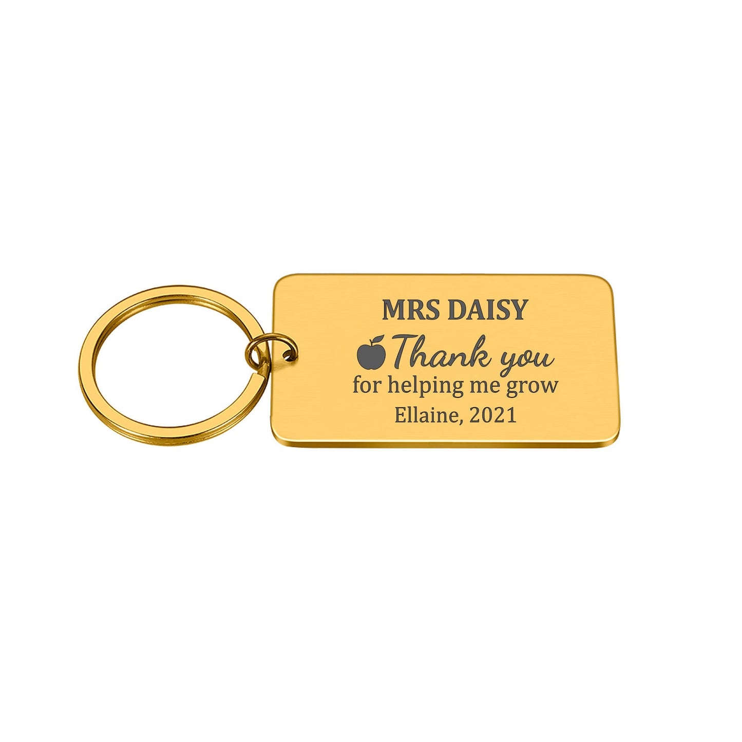 Personalised "Thank You for Helping Me Grow" Teacher Engraved Rectangle Metal Keyring