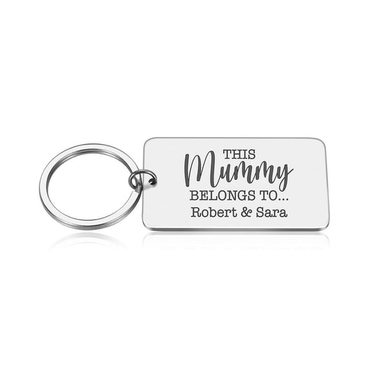 Personalised "This Mummy Belongs To" Engraved Rectangle Metal Keyring – Mother’s Day Gift