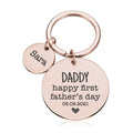 Personalised Engraved Round Metal Keyring Gift With Round Charms | Happy First Father's Day Dad