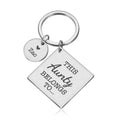 Personalised Engraved Square Metal Keyring Gift with Round Charms | Dad, Mom or Aunt