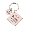 Personalised Engraved Square Metal Keyring Gift with Round Charms | Dad, Mom or Aunt