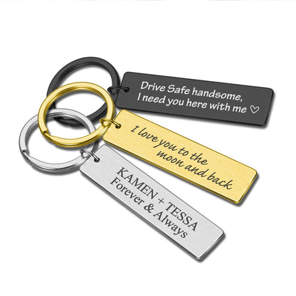 Personalised custom free text stainless steel rectangle keychain