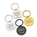 Personalised custom text round metal keyring