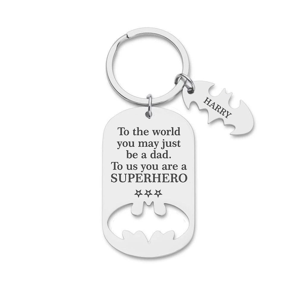 Personalised Batman Shape Father's Day Keyring Gift