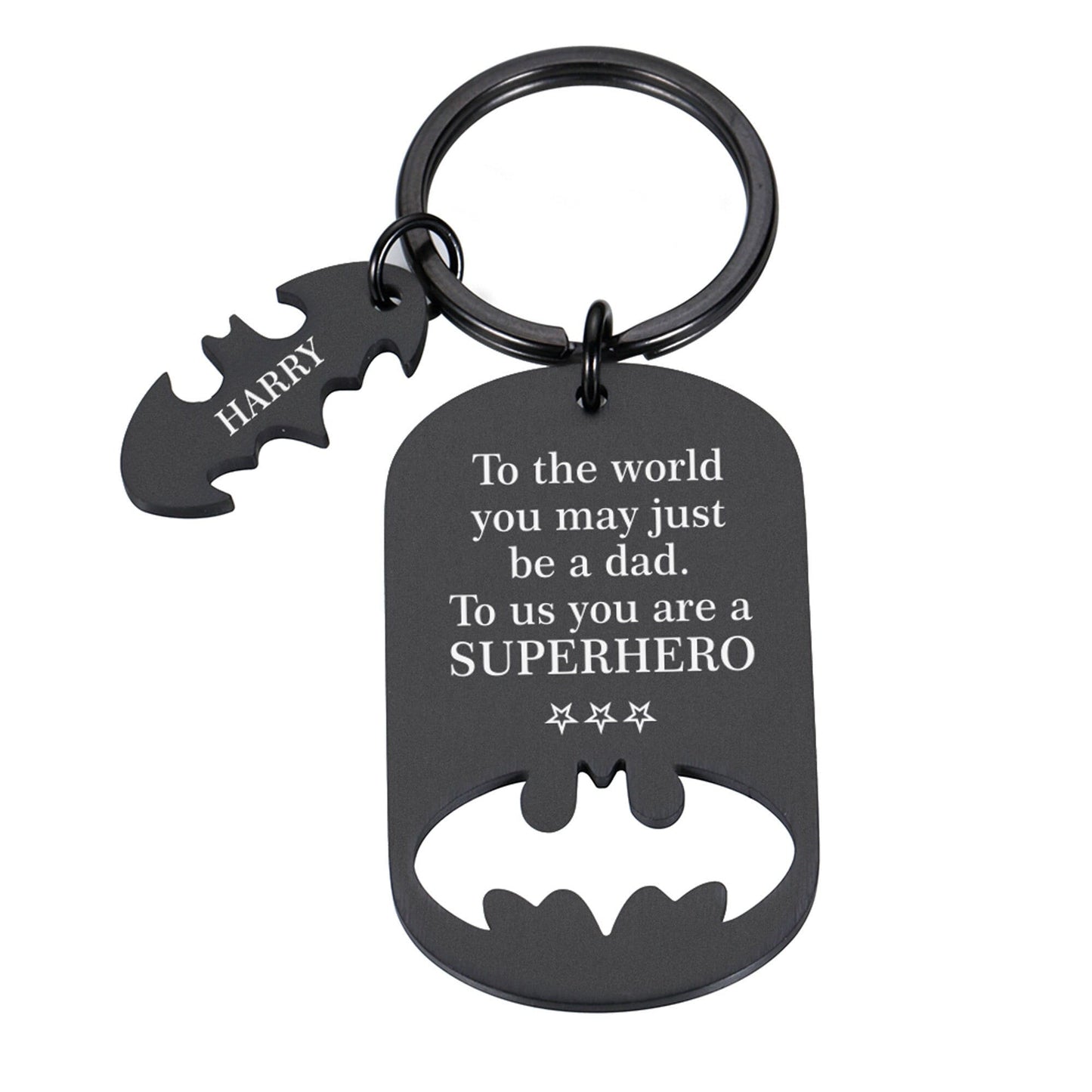 Personalised Batman Shape Father's Day Keyring Gift