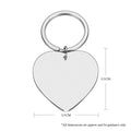 Personalised heart shape metal keyring with initials & date