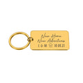 Personalised "New Home, New Adventures" Engraved Rectangle Metal Keyring