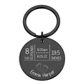 Personalised round baby arrival announcement metal keyring