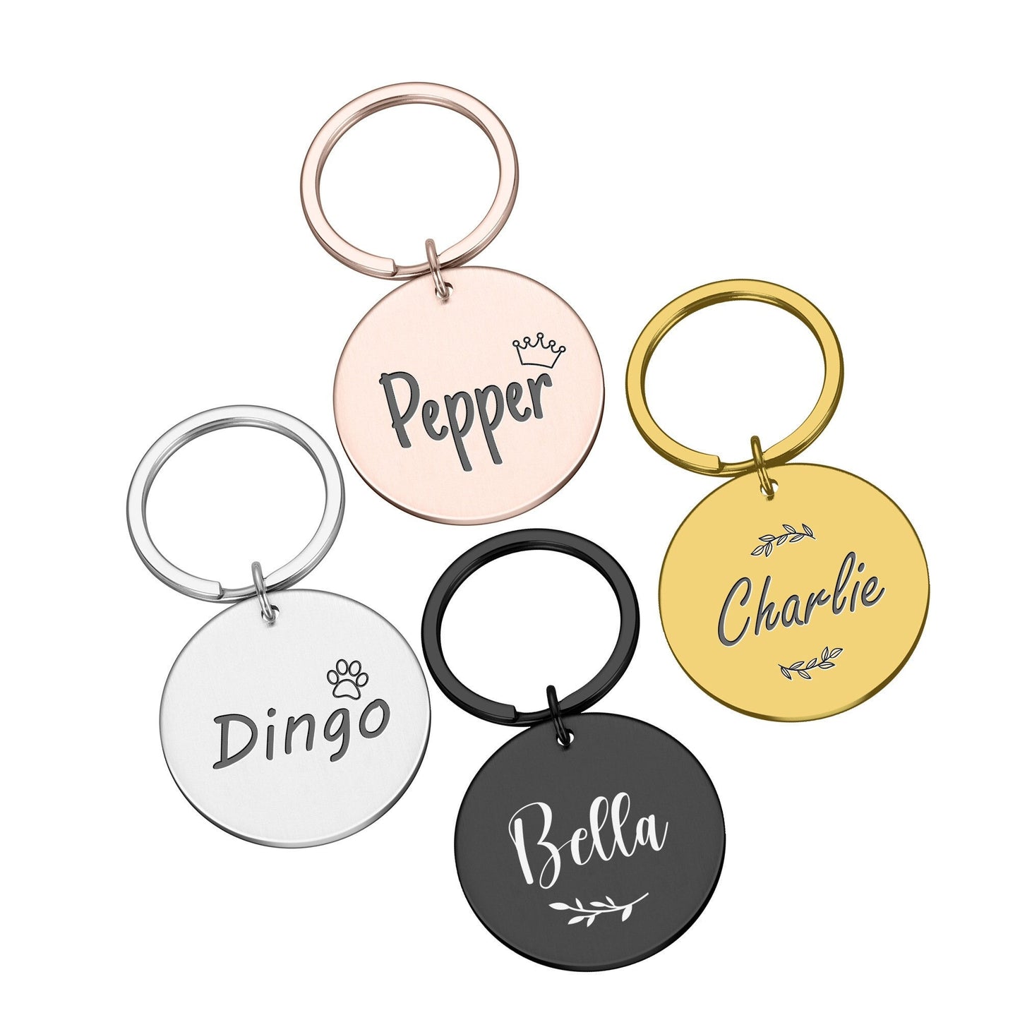 Personalised Engraved Round Metal Pet Tag | Custom Cat, Dog, or Puppy Collar ID Tag | 8 Designs to Choose From