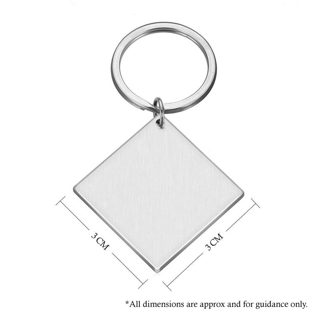 Personalised custom free text square shape metal keyring