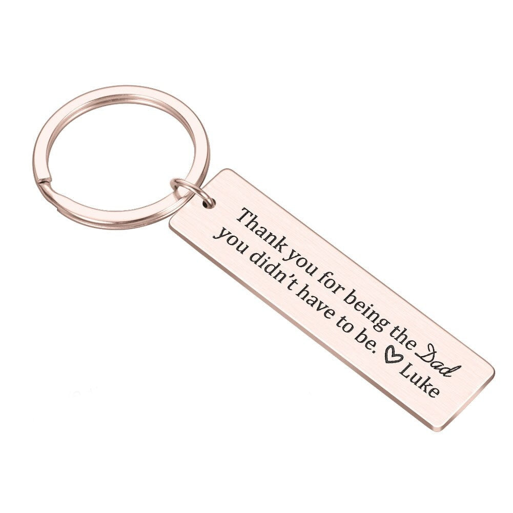 Personalised custom free text stainless steel rectangle keychain for dad