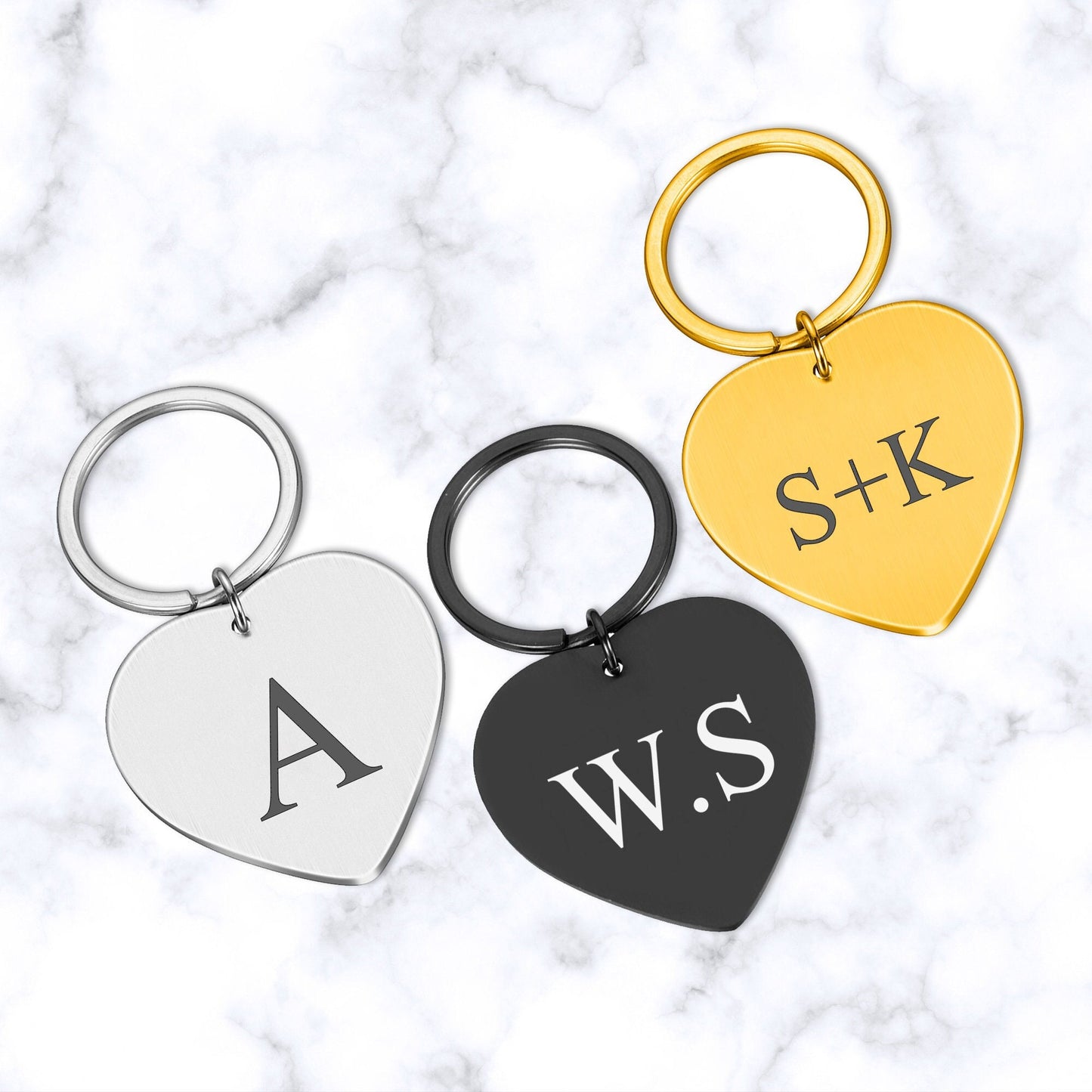 Personalised custom free text heart shape metal keyring