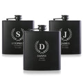 Personalised Black Steel 6oz Flask Gift | Custom Names, Date & Initials