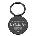Personalised engraved best teacher ever round keyring