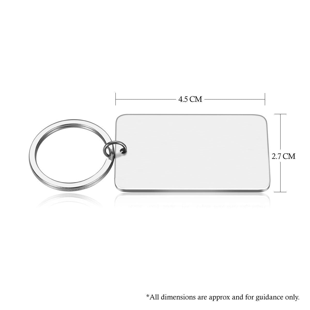 Personalised Custom Rectangle Metal Keyring Gift – Names, Date & Initials