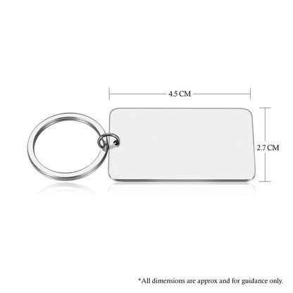 Personalised Custom Rectangle Metal Keyring Gift – Names, Date & Initials