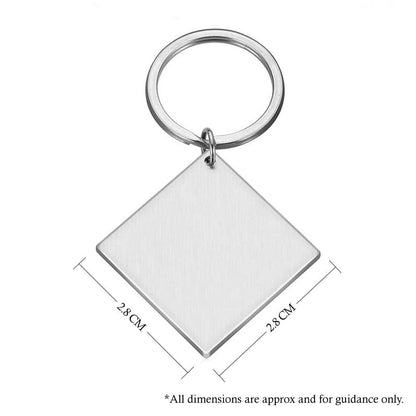 Personalised engraved square metal custom alphabet initial keyring