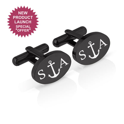 Personalised Engraved Oval Metal Cufflinks | 5 Designs to Choose From