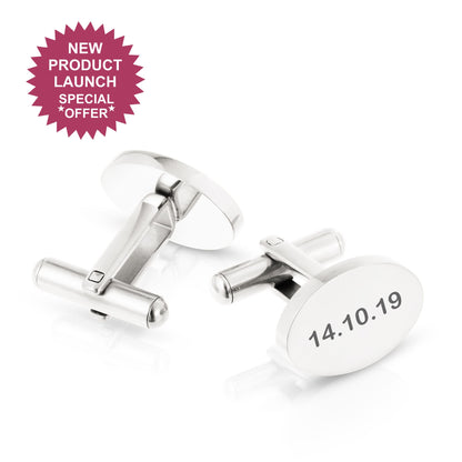 Personalised Engraved Oval Metal Cufflinks | 5 Designs to Choose From