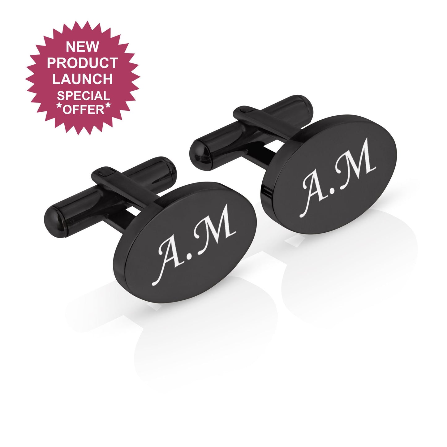 Personalised Engraved Oval Metal Cufflinks | 5 Designs to Choose From