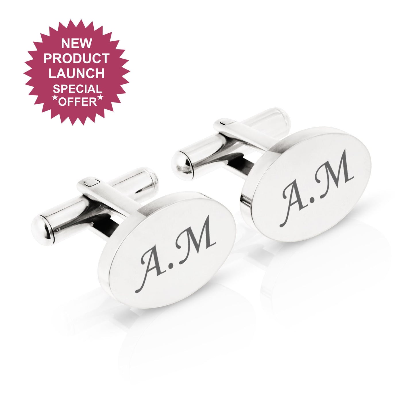 Personalised Engraved Oval Metal Cufflinks | 5 Designs to Choose From