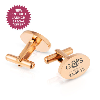 Personalised Engraved Oval Metal Cufflinks | 4 Designs to Choose From