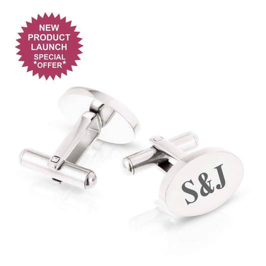 Personalised Engraved Oval Metal Cufflinks | 4 Designs to Choose From