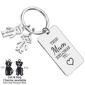 Personalised Engraved Rectangle Metal Keyring Gift With Figure Charms | This Mummy Belongs To