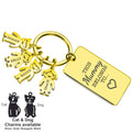 Personalised Engraved Rectangle Metal Keyring Gift With Figure Charms | This Mummy Belongs To