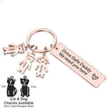 Personalised Engraved Rectangle Metal Keyring Gift With Figure Charms | Drive Safe