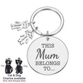 Personalised Engraved Round Metal Keyring Gift With Figure Charms | This Mummy Belongs To