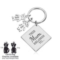 Personalised Engraved Square Metal Keyring Gift With Figure Charms | This Mummy Belongs To