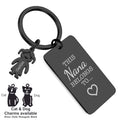 Personalised Engraved Rectangle Metal Keyring Gift With Figure Charms | This Mummy Belongs To