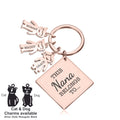 Personalised Engraved Square Metal Keyring Gift With Figure Charms | This Mummy Belongs To