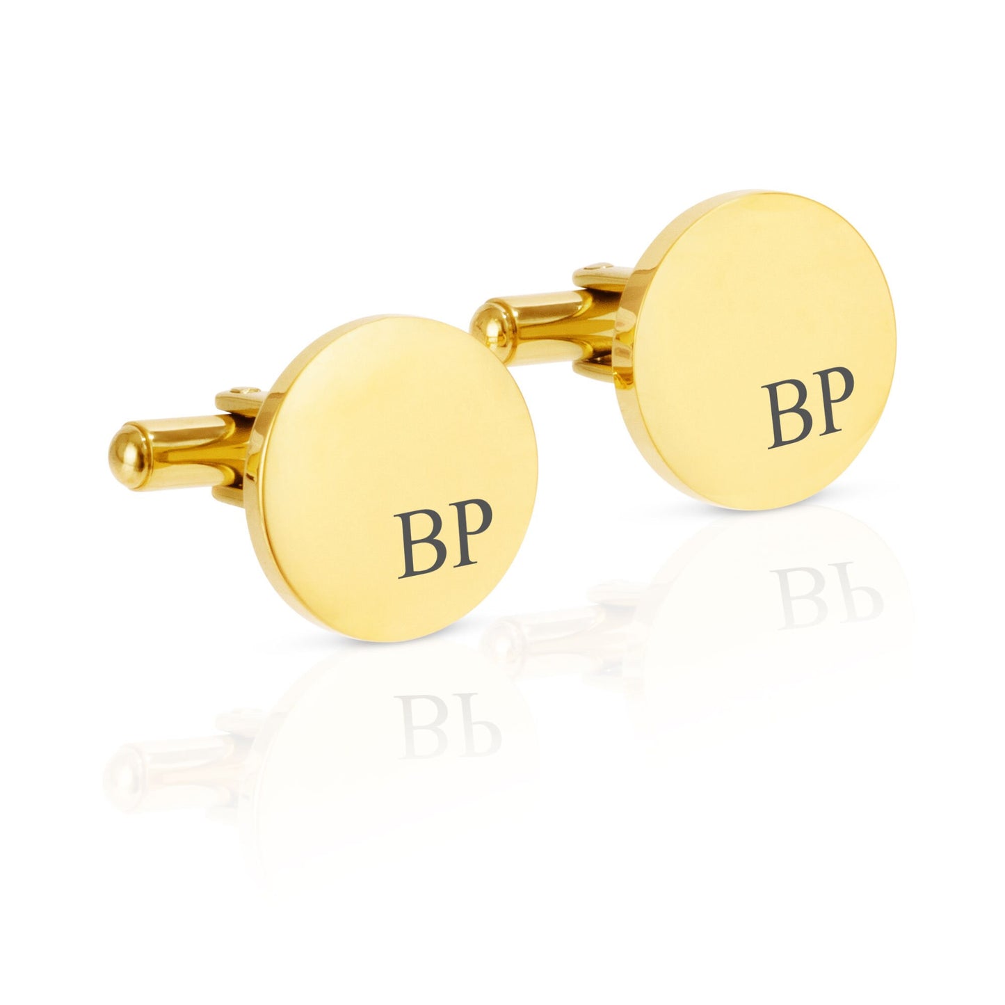 6 Pairs of Personalised Engraved Round Cufflinks | Initials Right Corner Indent