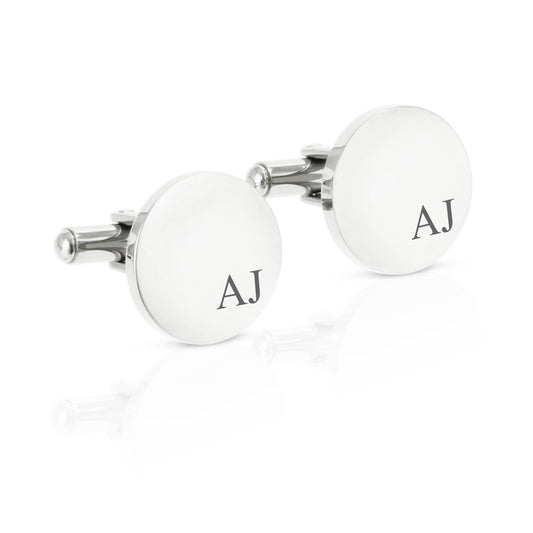 6 x personalised engraved stainless steel mens cufflinks gift | custom initials | wedding groom best man father anniversary cuff links