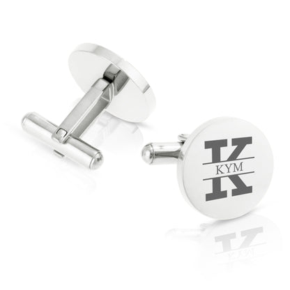 Personalised Engraved Round Cufflinks | Monogram With Name