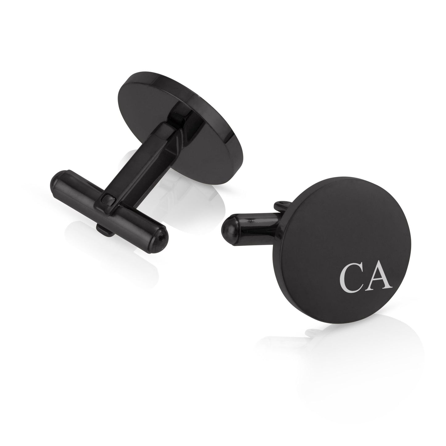 Personalised Engraved Round Cufflinks | Initials Right Corner Indent