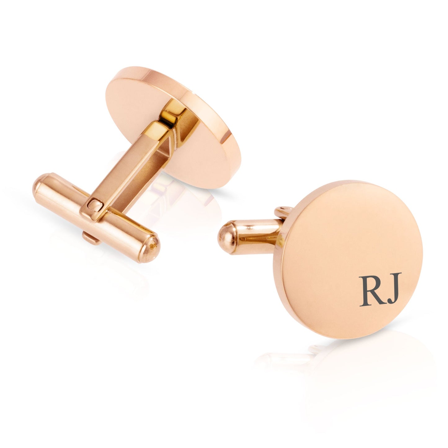 Personalised Engraved Round Cufflinks | Initials Right Corner Indent